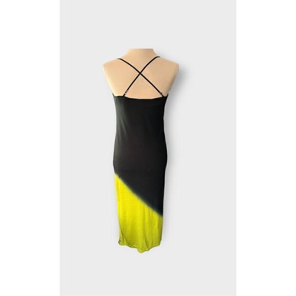 Ninety Percent Tencel Jersey Cross Back Dip-Dye Slip Dress Black and Acid size X - Picture 7 of 10